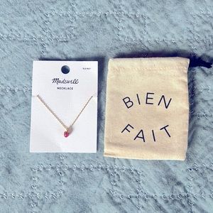 Madewell Enamel Strawberry Pendant Necklace